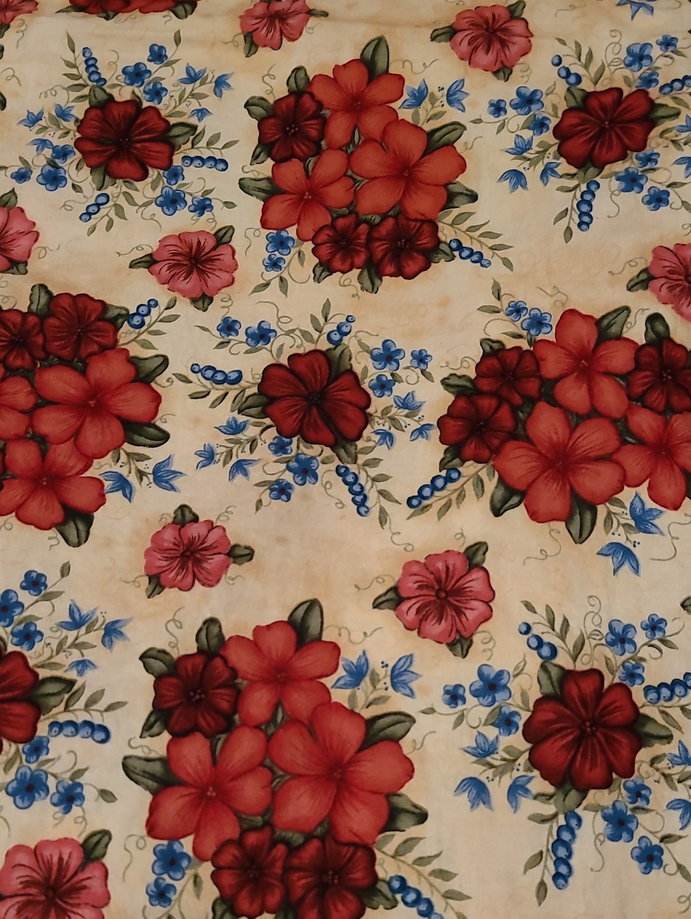 Floral Fabric Cotton Vintage 2005, Gather Sunshine By Nancy Odem Tan Over 3 Yrds
